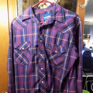 Wrangler Purple Snap Button Down Shirt Medium